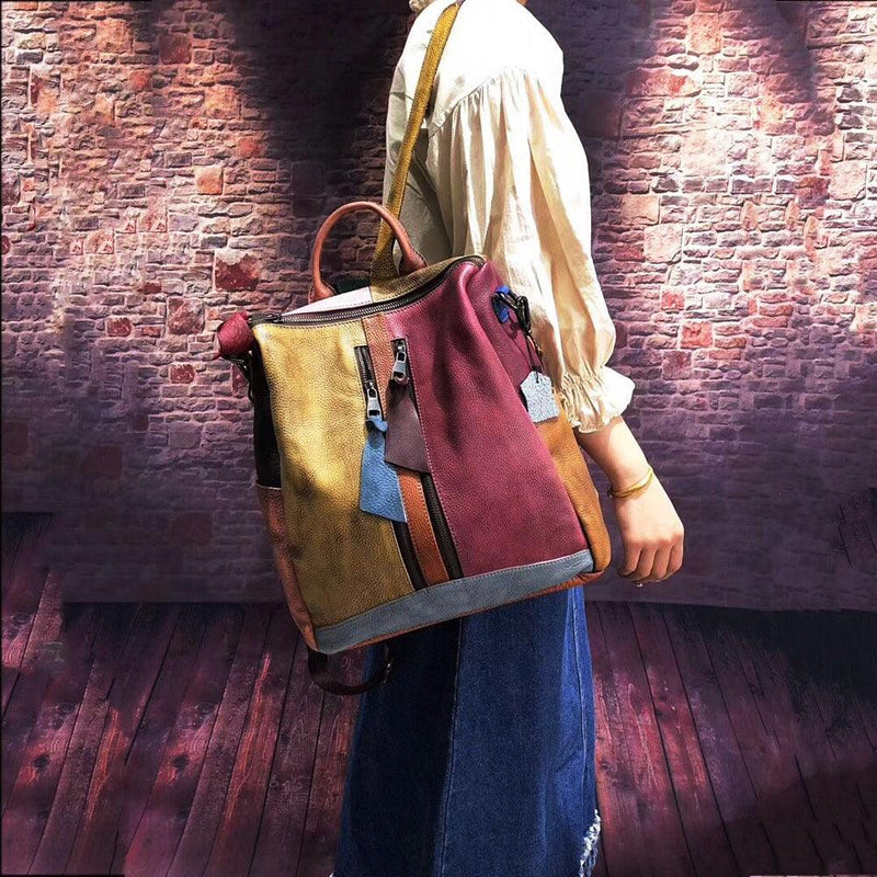 women's cowhide leather backpack, view 3 - MRSLM