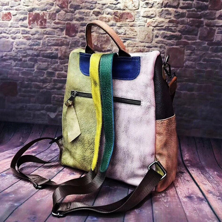 Women Backpack Cowhide Leather Backpacks Casual - MRSLM