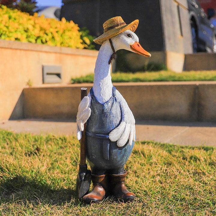 Cute Resin Duck Outdoor Statue Flexible Simulation Duck Ornaments For Outdoor Yard Lawn Garden Decorations - MRSLM