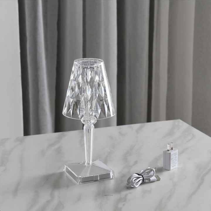 Diamond Acylic Table Lamp Night Light Italy Princess Deck Lamp Modern Atmosphere Touch Table Lamp Home Bedroom Bar Cafe - MRSLM