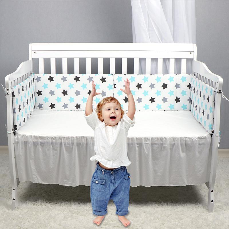 Baby Nursery Nordic Stars Design Baby Bed Thicken Bumper One-piece Crib Around Cushion Cot Protector Pillows Newborns Room Decor - MRSLM