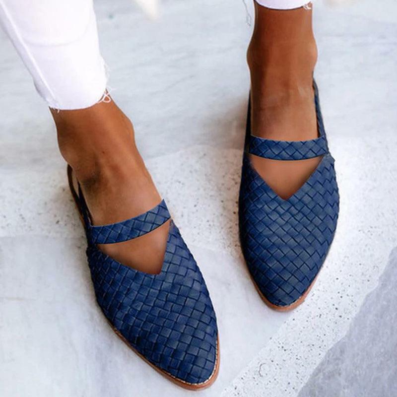 Summer New Style Sandals Flat Shoes Pointed Toe Woven Women's Shoes - MRSLM