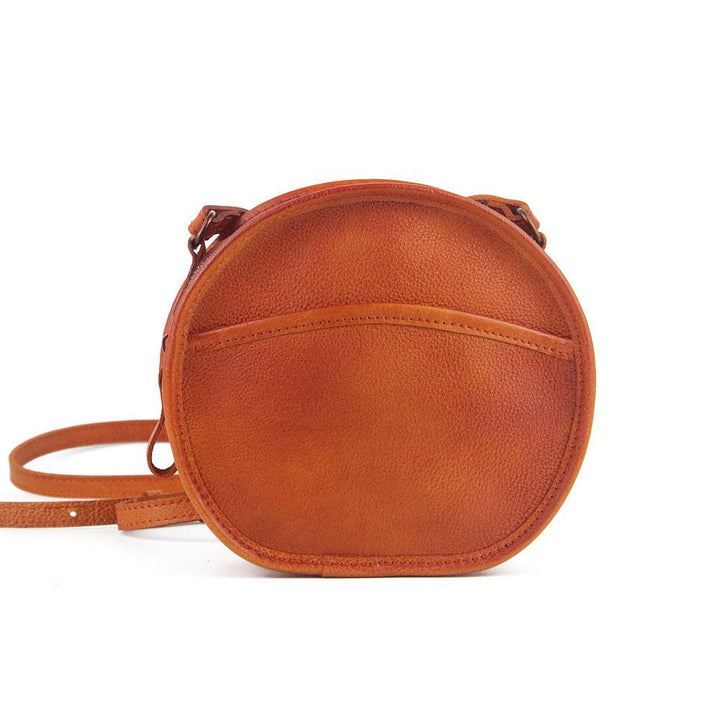 Retro Vegetable Tanned Leather Bag Round Diagonal - MRSLM