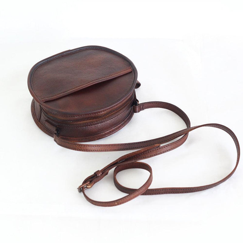 retro round leather crossbody bag, view 4 - MRSLM