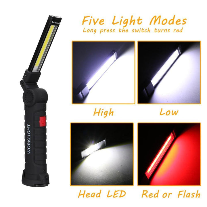 COB LED Tactical Flashlight USB Rechargeable Torch Waterproof Work Light Magnetic Lanterna Hanging Lamp For Night Lighting - MRSLM