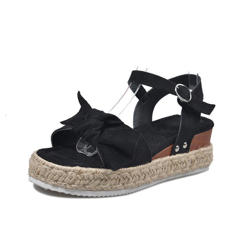 women's hemp rope sandals with bow, view 3 - MRSLM