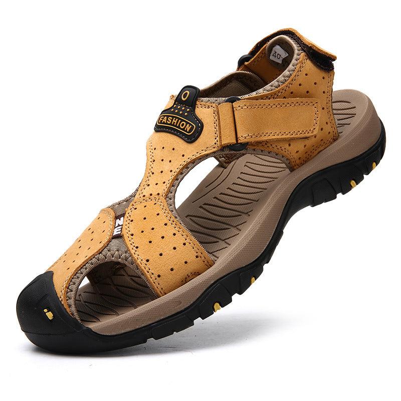 anti-slip cowhide beach sandals, view 4 - MRSLM