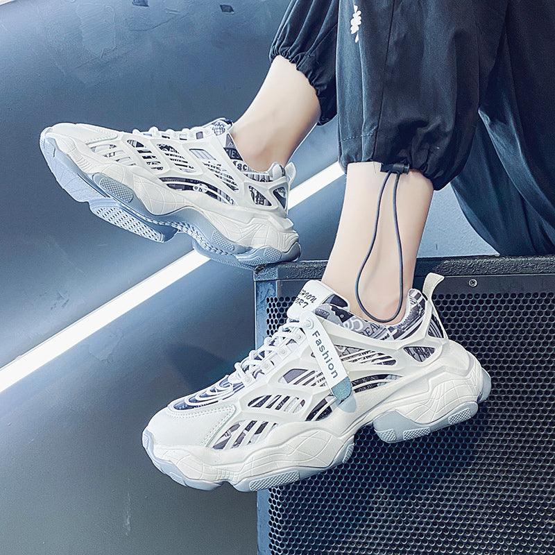 Men's Shoes Trend Wild White Leisure Increase Youth Sports Net Celebrity Old Daddy Shoes Trendy Shoes - MRSLM