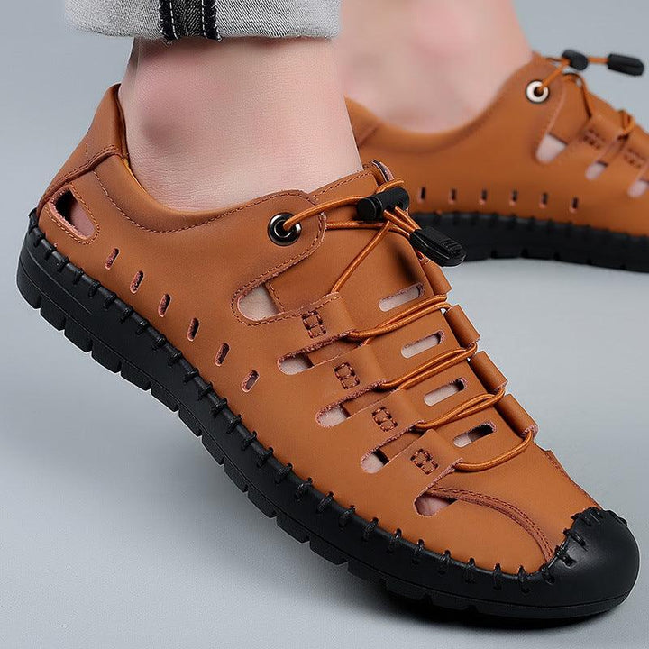 Leather Baotou Hole Shoes Cowhide Casual Hollow Sandals - MRSLM