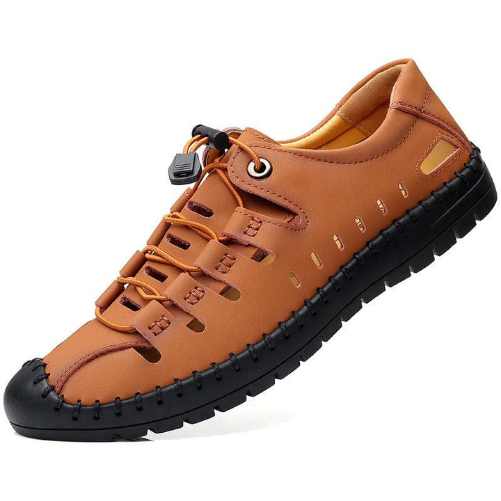 Leather Baotou Hole Shoes Cowhide Casual Hollow Sandals - MRSLM