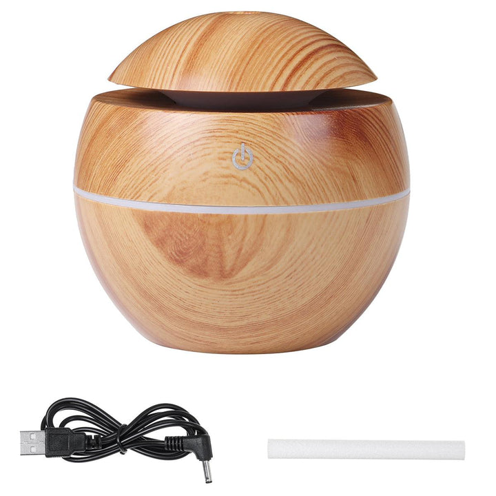 130ML Wood Grain Aroma Air Humidifier with LED Lights Essential Oil Diffuser Aromatherapy Electric Mist Maker for Home - MRSLM