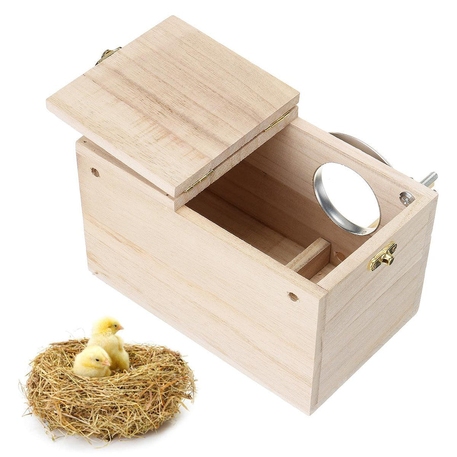 Budgie Nest Wooden Box Breeding Boxes Aviary Bird House Nesting w/ Stick Window Security - MRSLM