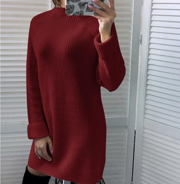 European and American Autumn EBAY Explosions Dress Sexy High Neck Long Sleeve Dress - MRSLM