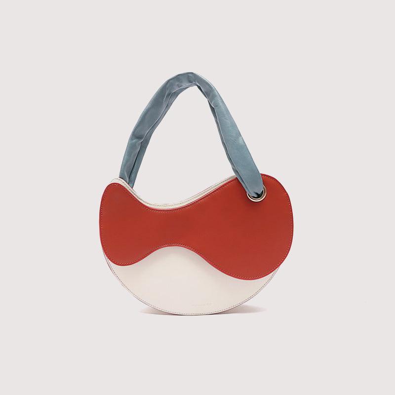 Fashionable Personality Color-blocking Crescent Semicircular Single Shoulder Bag - MRSLM