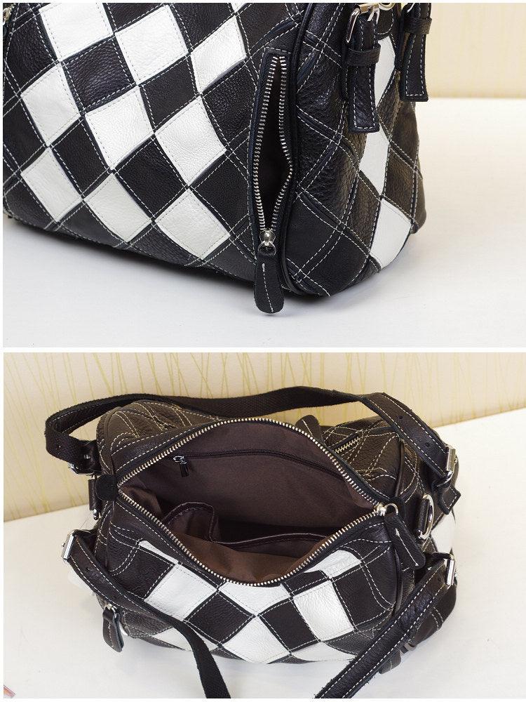 patchwork leather shoulder bag, view 10 - MRSLM