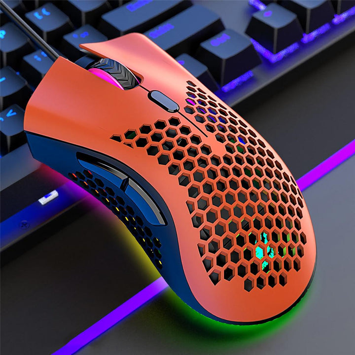 Freewolf M7 Gaming Mouse Wired 12000DPI RGB Backlight Computer Mouse Lightweight Hollow Honeycomb Mice for Computer Laptop PC Gamer - MRSLM