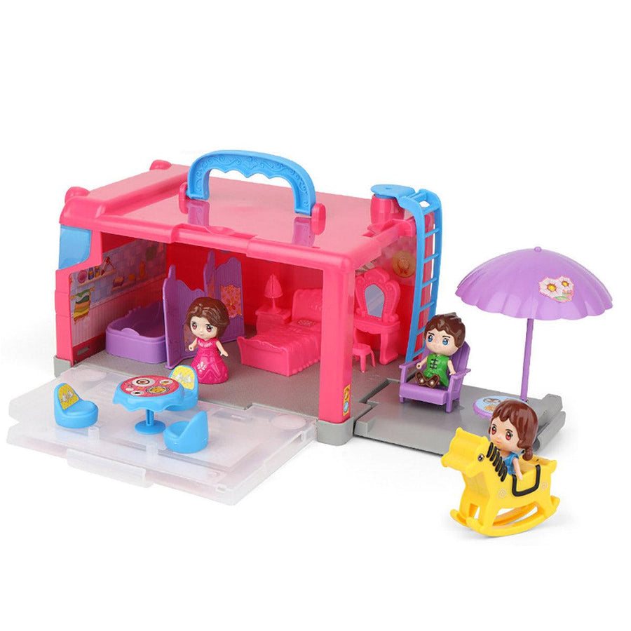 20Pcs Portable Doll House Playset DIY Caravan Camper Bus Toy Kit Girls Educational Toys Gift for Kids Childrens - MRSLM