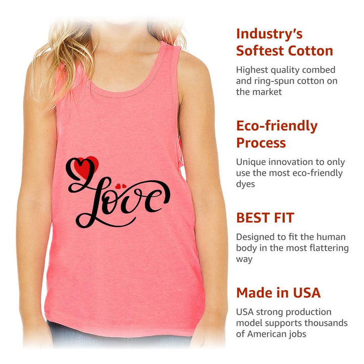 Love Kids' Jersey Tank - Heart Print Sleeveless T-Shirt - Cute Design Kids' Tank Top - MRSLM