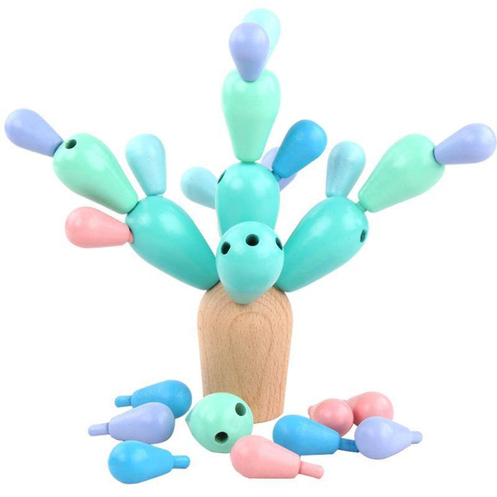 Early Education Wooden Balancing Cactus Toy Removable Building Blocks for Baby Kids Developmental Intelligence Toy - MRSLM