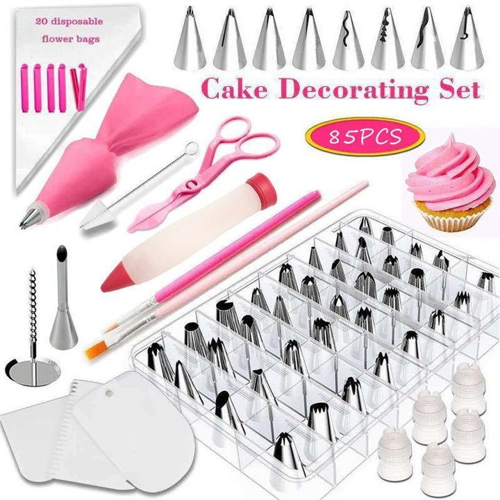 Icing Piping Nozzles Pastry Bags Coverter Food Writing Pen Cake Decorating Tips Sets Pastry Nozzles for Decorating Cakes (Pink 83pcs) - MRSLM