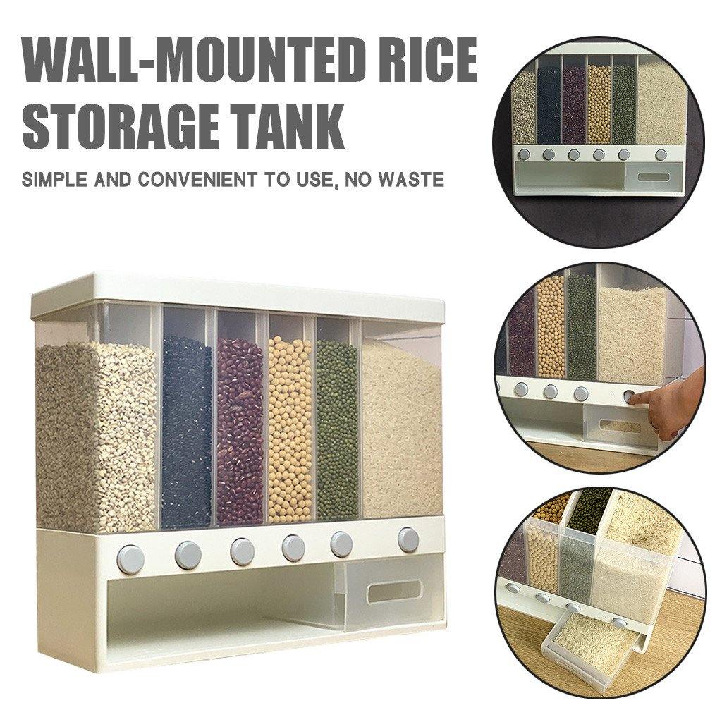 Grains Rice Bucket Wall-Mounted Rice Storage Box Can Be Hung on the Wall (Photo color) - MRSLM