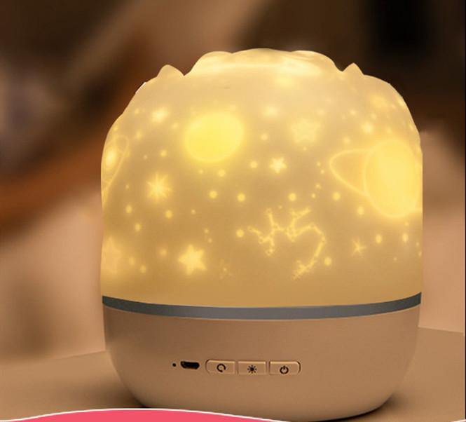 Music Projector Night Light with BT Speaker Chargeable Universe Starry Sky Rotate LED Lamp Colorful Flashing Star - MRSLM