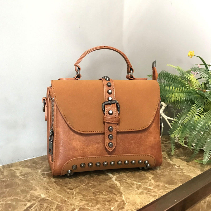 studded women's messenger bag, view 13 - MRSLM