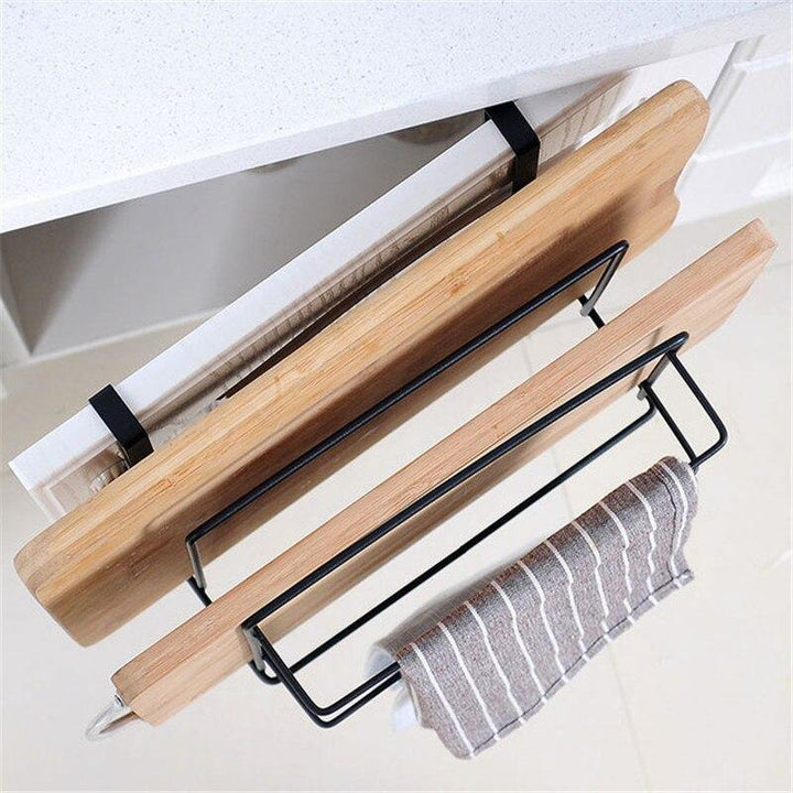 Kitchen Double Layer Towel Rack Hanging Holder Cabinets Shelf Chopping Board Storage Rack Hanger Shelf Kitchen Accessories - MRSLM