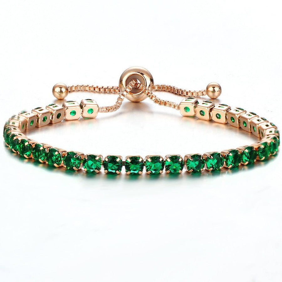 European and American cross-border exclusive jewelry inlaid crystal push-pull bracelet ladies gold full diamond single-row jewelry wholesale - MRSLM