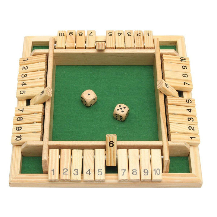 Wooden Traditional Four Sided 10 Number Pub Bar Board Dice Party Funny Game Toys - MRSLM