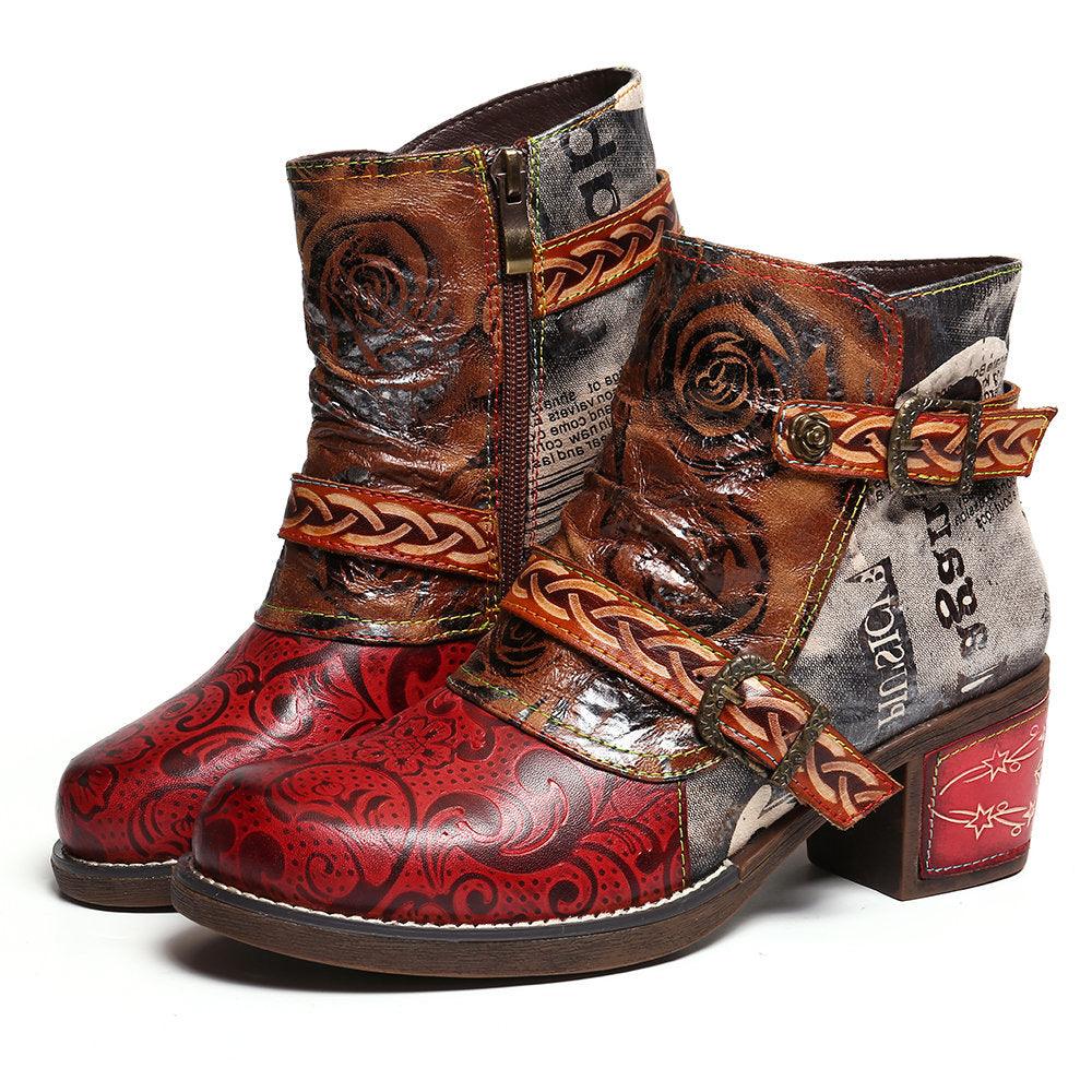 Snake print women's leather boots - MRSLM