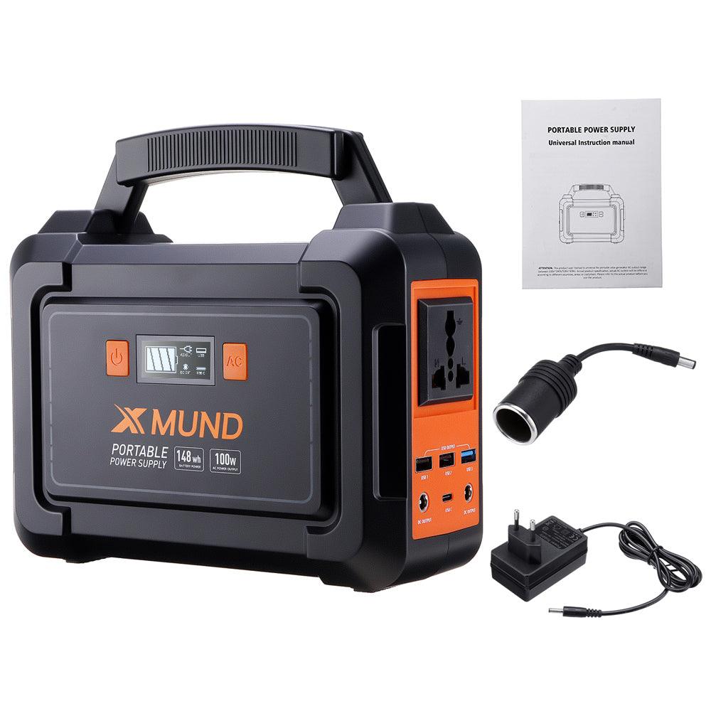 Xmund XD-PS2 148Wh Portable Power Station Backup Battery with 110V/220V 100W AC Outlet 2 DC Ports QC3.0 USB LED Flashlights Emergency Power Supply Solar Generator for CPAP Outdoor Advanture Load Trip Camping Emergency - MRSLM