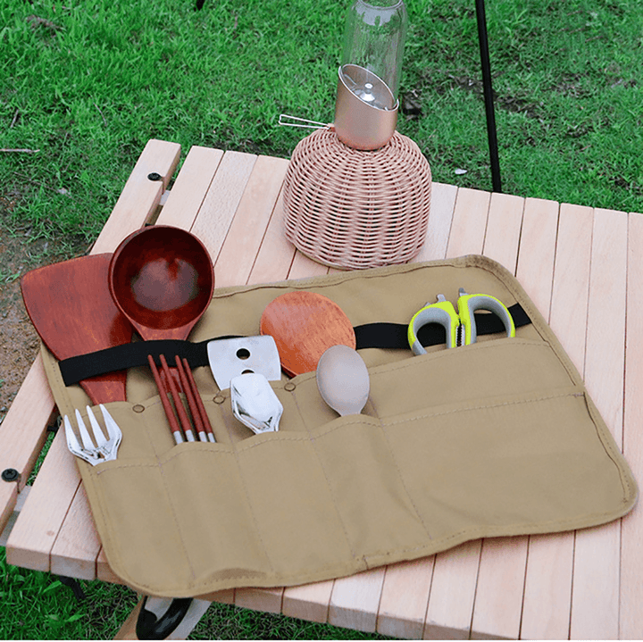 900D Oxford Cloth Tableware Storage Bag Camping Picnic BBQ Triangle/Rectangle Dinnerware Hanging Holder Bag Outdoor Organizer - MRSLM