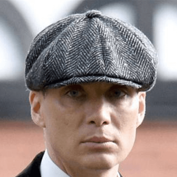 Men's Herringbone Wool Newsboy Cap Gatsby Flat Cap - MRSLM