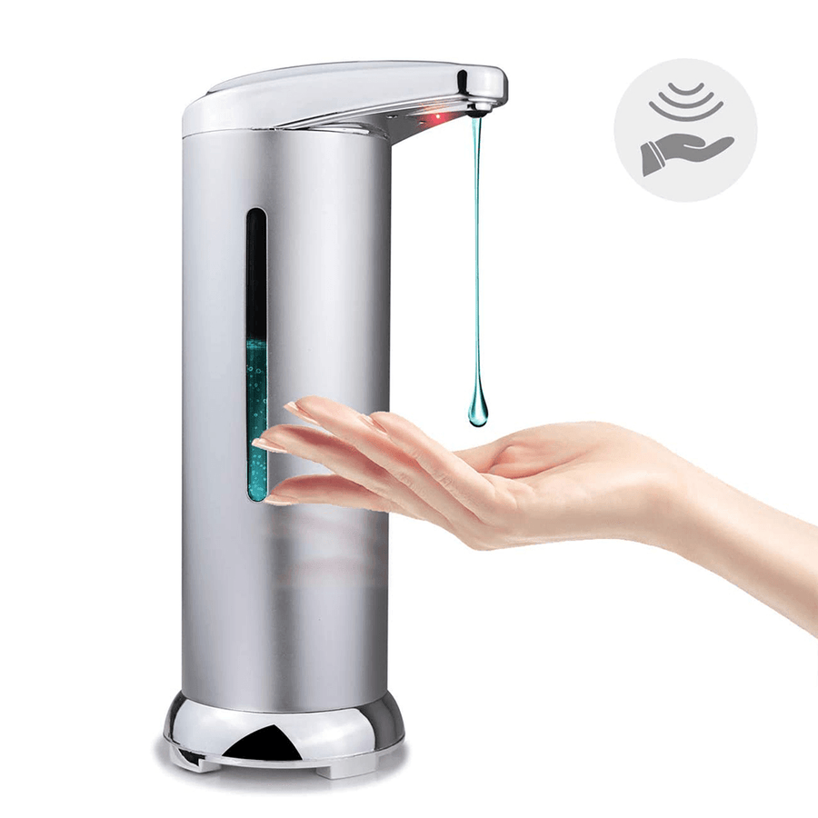 SD01 Automatic Soap Dispenser Touchless Activated Infrared Motion Sensor Stainless Steel Liquid Hands-Free Soap Pump with Waterproof Base - MRSLM