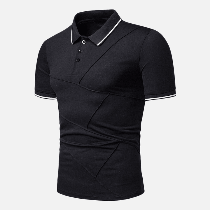 Mens Business Turn-Down Collar Splice Cotton Slim Golf Shirts - MRSLM