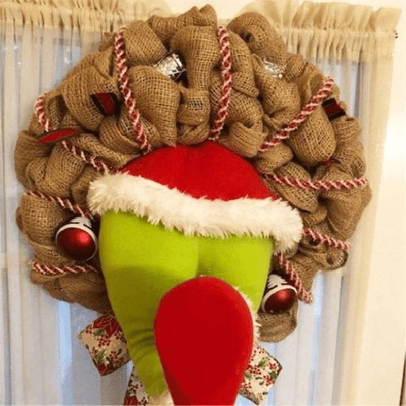 Christmas Thief Stole Christmas Burlap Wreath Christmas Decorations Santa Claus - MRSLM