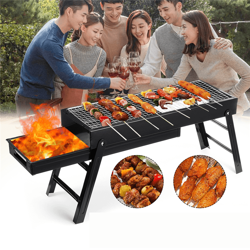 3-5 People Outdoor Portable Folding BBQ Grill Charcoal Barbecue Cooking Stove Camping Picnic - MRSLM