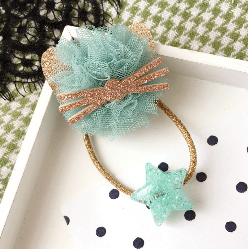 Korean Cat Lace Zircon Dress Hair Accessories Elastic Hair Band for Girls High Quality Rubber Ties - MRSLM
