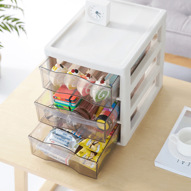 Office Combination Drawer Storage Cabinets Desktop Filing Cabinets with Pulleys Transparent Storage Cabinets Plastic Cabinets - MRSLM