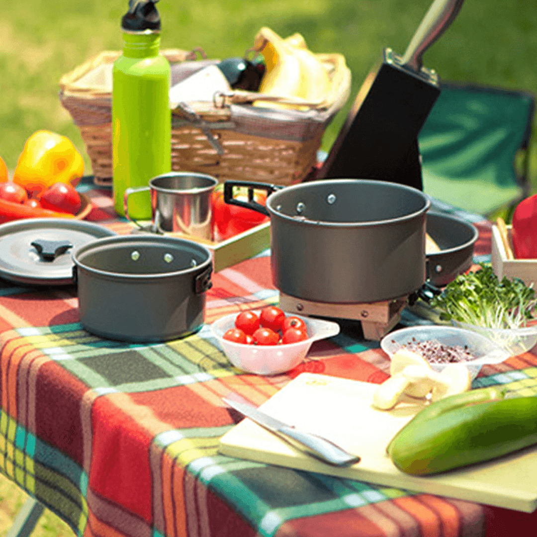 3PCS Camping Pot Cookware Pans Kettle Set Aluminum Alloy Portable Outdoor Camping Fishing Travel - MRSLM