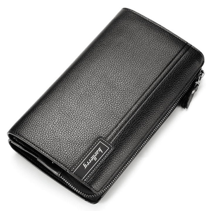 PU Business Casual Zipper Clutch Bag 4 Cash Pockets Wallet for Men - MRSLM