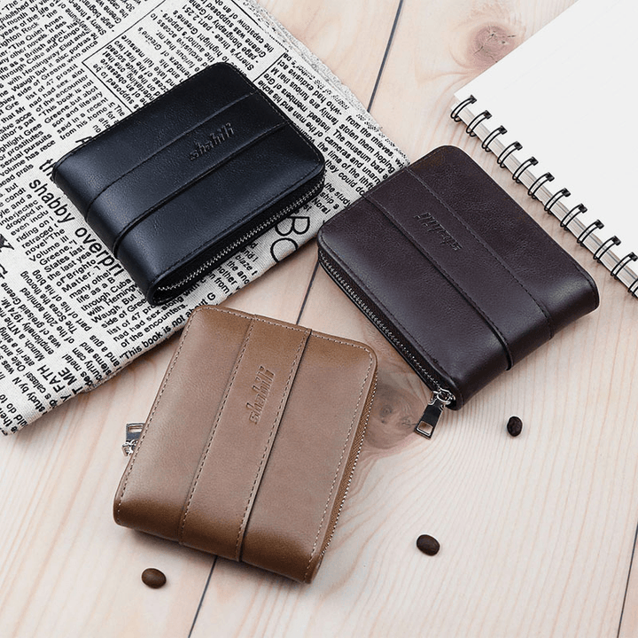 Men Faux Leather Retro Classical Wax Leather Multi-Slot Card Holder Wallet - MRSLM