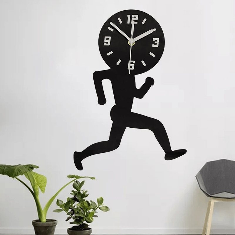 Emoyo ECY041 Man Runing Pattern Wall Clock 3D Wall Clock for Home Office Decorations - MRSLM