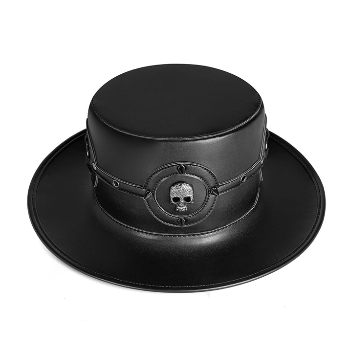 Ladies Hat Plague Doctor Flat Magic Prom Europe Adult Women'S Faux Leather Top Halloween Industrial Hat - MRSLM