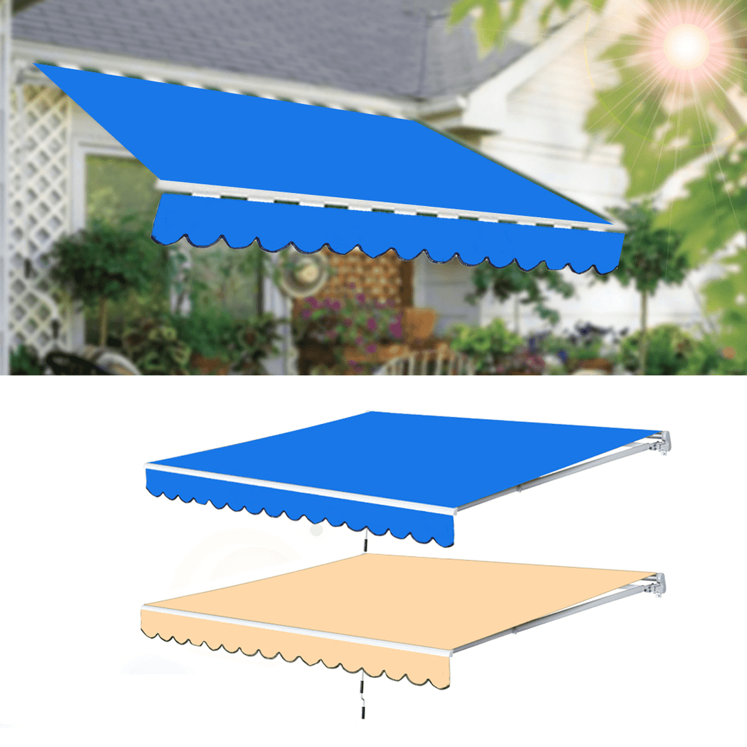 Multi-Size Garden Patio Awning Canopy Sun Shade Shelter Replacement Fabric Top Cover with Frill - MRSLM