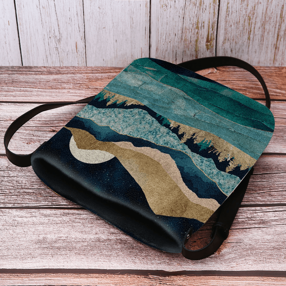 Women Felt Mountain Treetop Landscape Print Bag Crossbody Bag Shoulder Bag - MRSLM