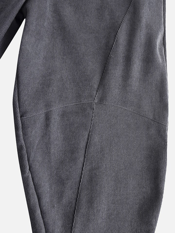 Men'S Corduroy Casual Solid Color Simple Loose plus Velvet Warm Harem Pants - MRSLM