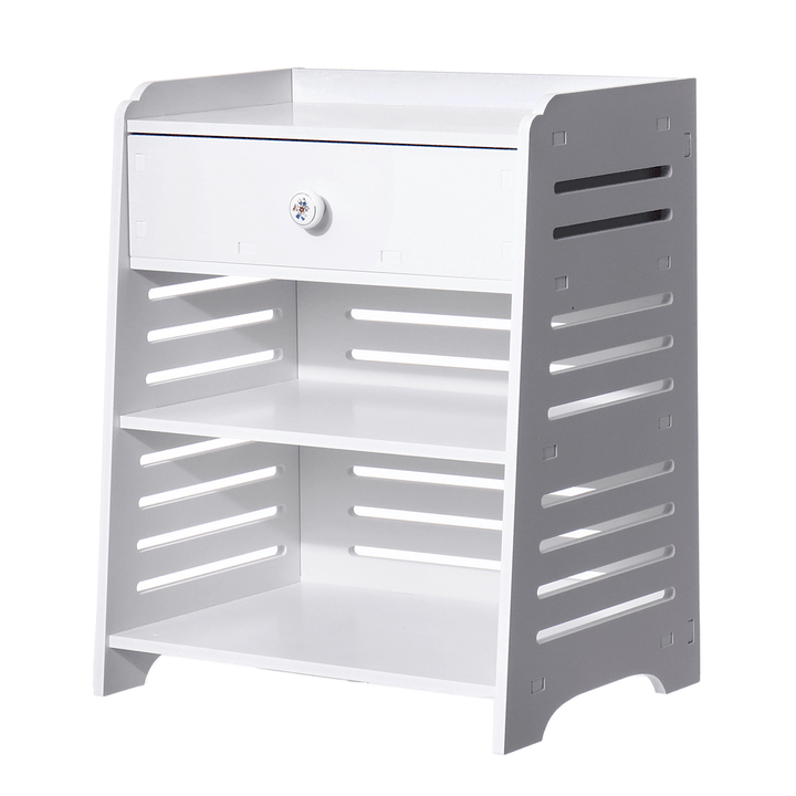 3Layer White Nightstand Storage End Side Bedside Table Cabinet Organizer File Holder Bedroom Office - MRSLM