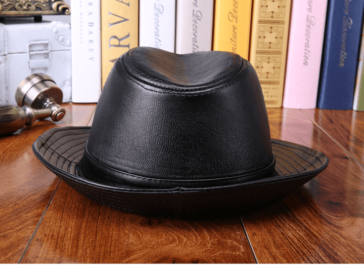 Sheep Skin Big Brim Hat Leather Top - MRSLM